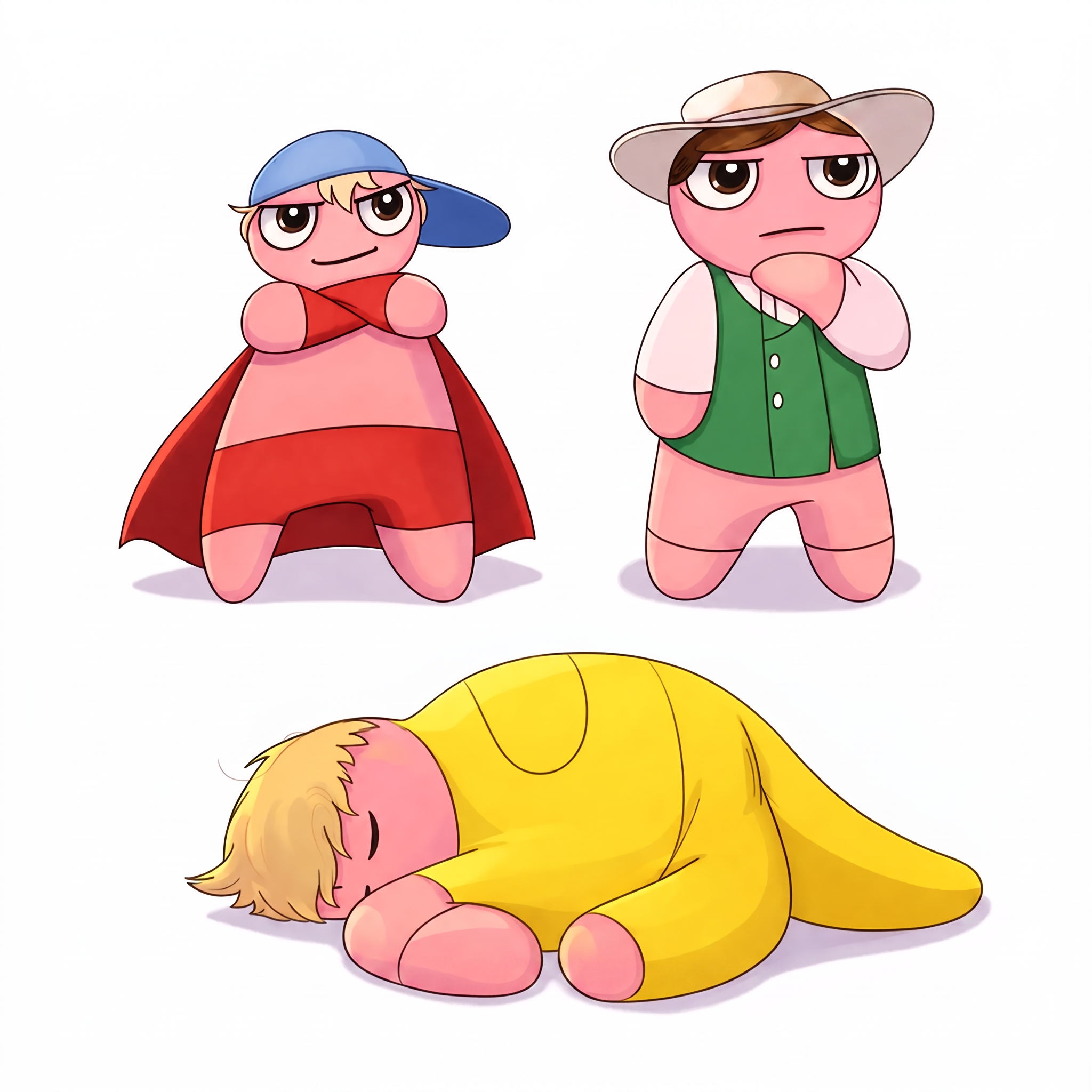 The three Bumpy Tuff Brothers characters on a white background